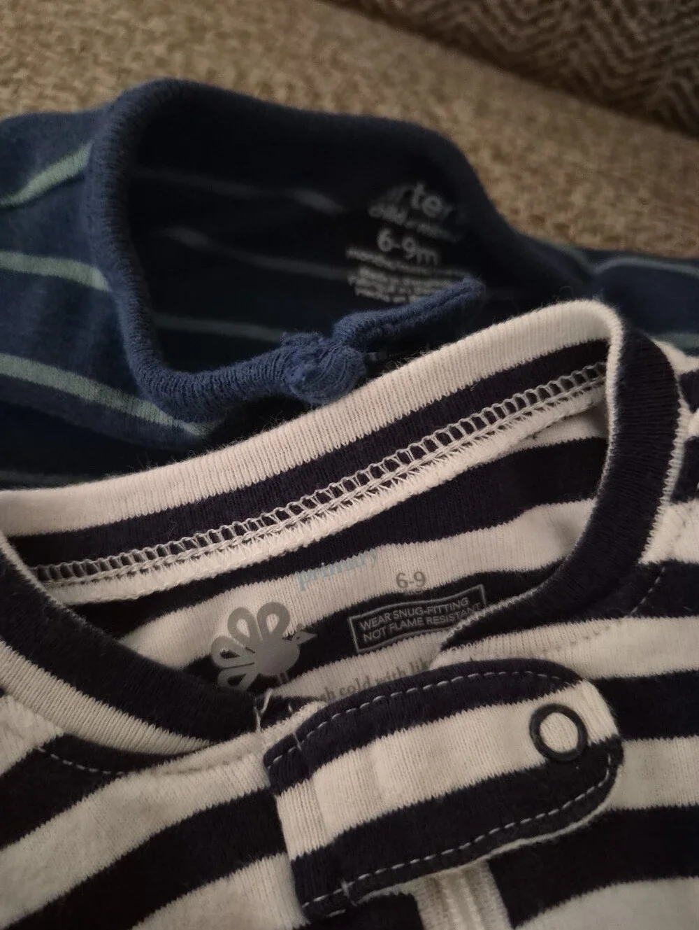 Carter's Navy and Light Blue Striped Footed One-Piece